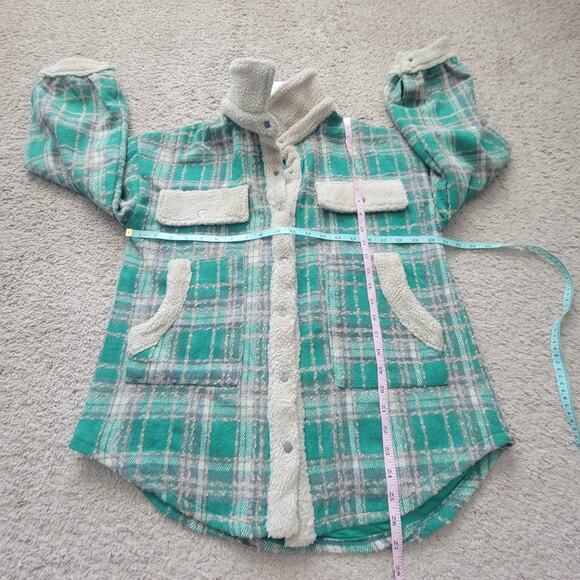 NWT Panache Apparel Womens S Westport Plaid Snap Button Sherpa Trim Jacket Green - Picture 4 of 14